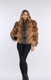 Haina blana naturala de vulpe canadiana, model in V, 2 in 1 Haina blana naturala de vulpe canadiana, model in V, 2 in 1