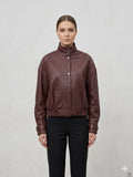 Geaca piele BT, model impletit , BORDO