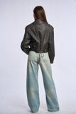 Geaca din piele naturala, gri vintage, Th