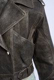 Geaca din piele naturala, gri vintage, Th