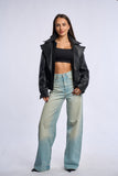 Geaca din piele naturala, black, MM
