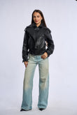 Geaca din piele naturala, black, MM