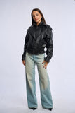 Geaca din piele naturala, black, MM