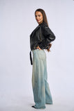 Geaca din piele naturala Jumbo, neagra, BL