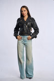 Geaca din piele naturala Jumbo, neagra, BL