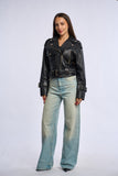 Geaca din piele naturala Jumbo, neagra, BL