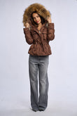 Geaca fas cu blana naturala Sophi, brown