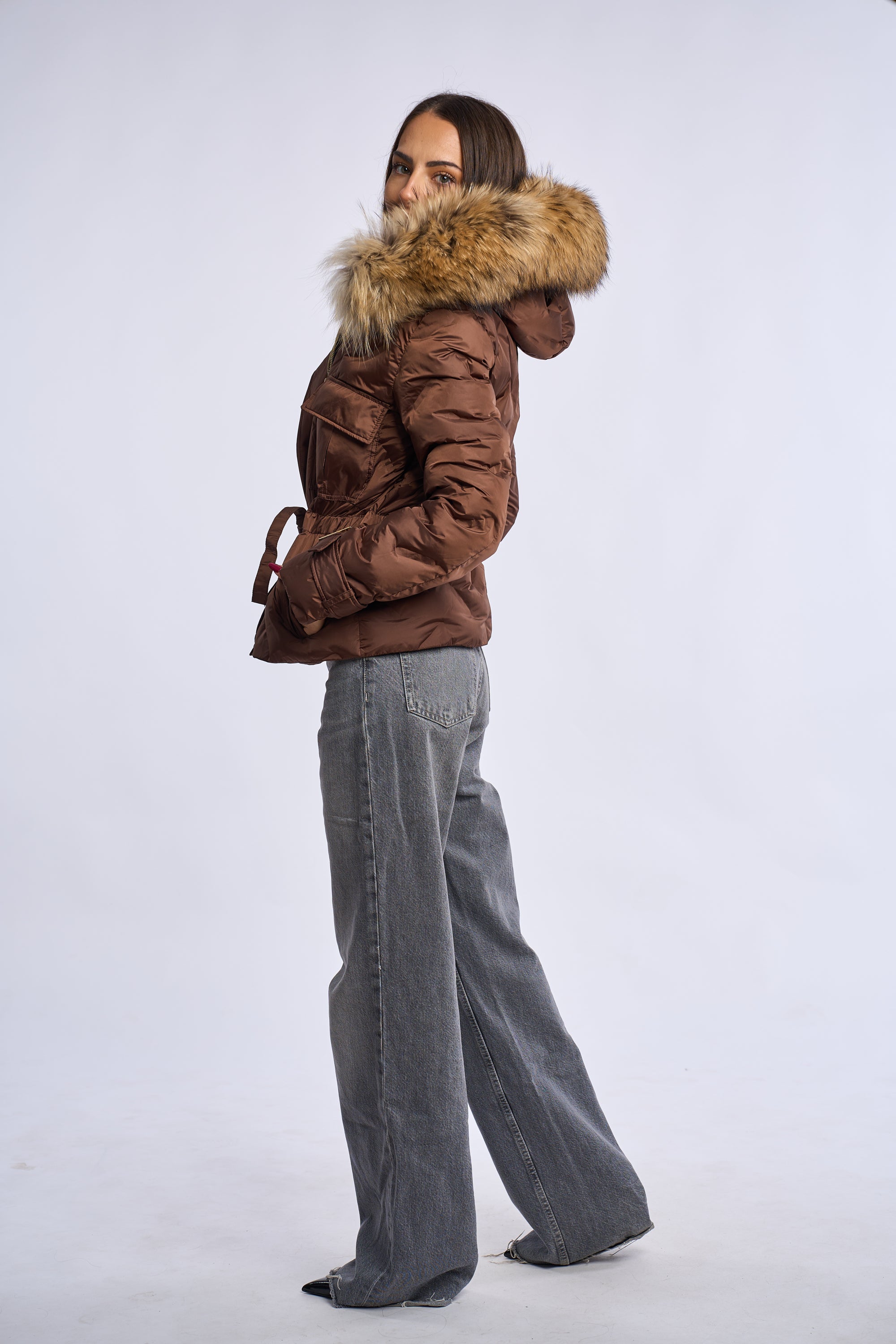 Geaca fas cu blana naturala Sophi, brown