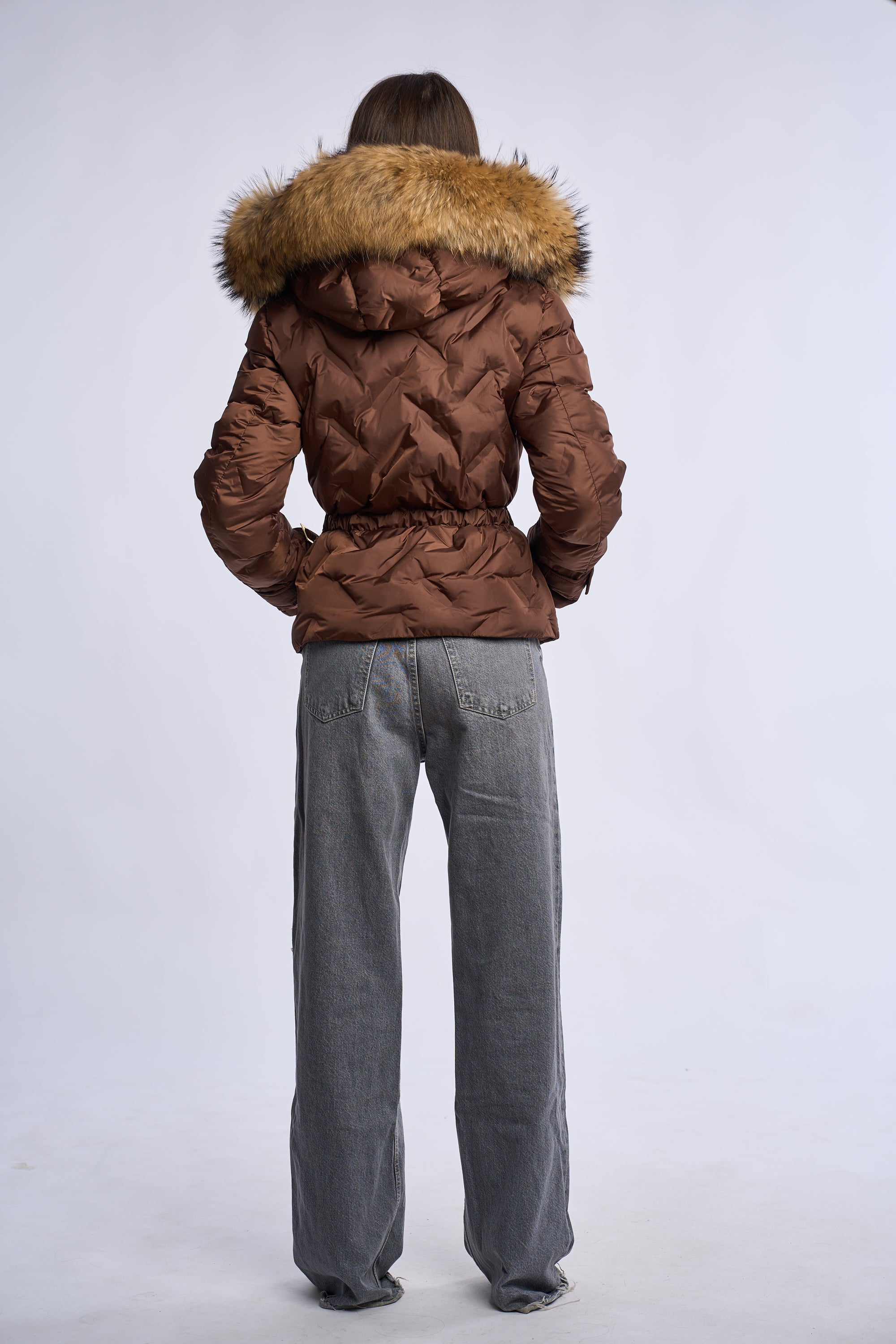 Geaca fas cu blana naturala Sophi, brown