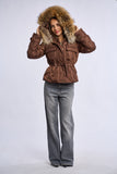Geaca fas cu blana naturala Sophi, brown