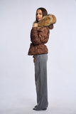 Geaca fas cu blana naturala Sophi, brown