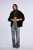 Poncho blana vizon Krz, negru