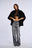 Poncho blana vizon Krz, negru