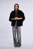 Poncho blana vizon Krz, negru