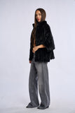 Poncho blana vizon Krz, negru
