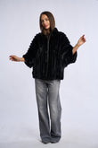 Poncho blana vizon Krz, negru