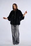 Poncho blana vizon Krz, negru