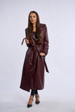 Geaca din piele, trench piele bordo