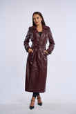 Geaca din piele, trench piele bordo