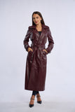 Geaca din piele, trench piele bordo