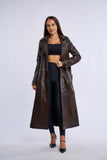 Geaca din piele, trench piele maro inchis