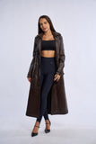 Geaca din piele, trench piele maro inchis