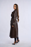 Geaca din piele, trench piele maro inchis