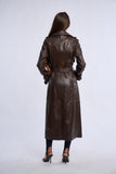 Geaca din piele, trench piele maro inchis