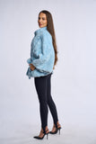 Haina blana naturala de vizon  cu cordon, baby blue