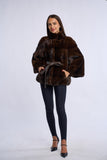Haina din blana naturala de vizon dark brown, Saranta