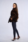 Haina din blana naturala de vizon dark brown, Saranta