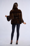 Haina din blana naturala de vizon dark brown, Saranta