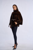 Haina din blana naturala de vizon dark brown, Saranta