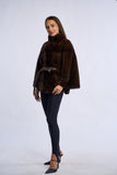 Haina din blana naturala de vizon dark brown, Saranta