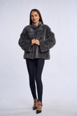 Haina din blana naturala de vizon,  Dark Grey