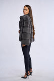 Haina din blana naturala de vizon,  Dark Grey
