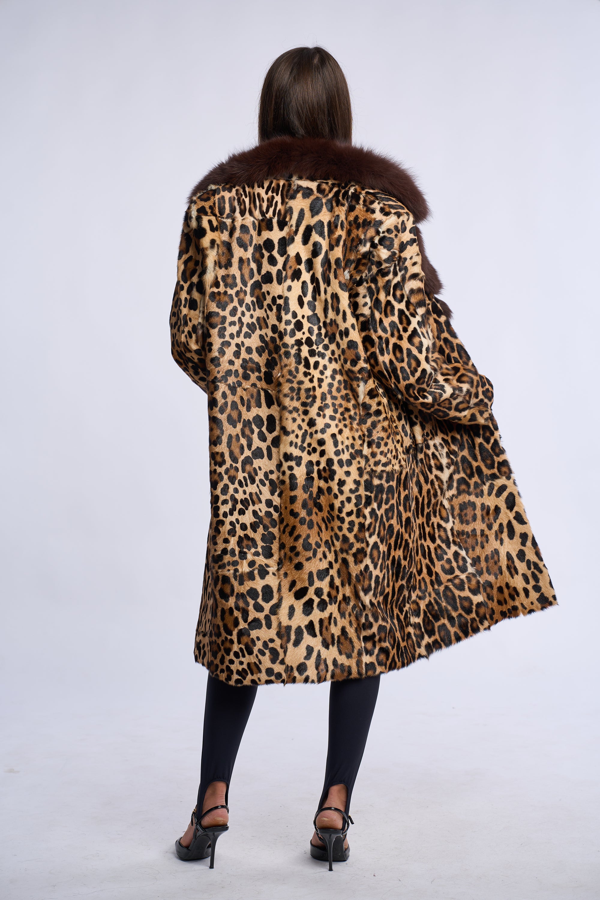 Haina de miel cu guler  de vulpe, imprimeu leopard