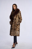 Haina de miel cu guler  de vulpe, imprimeu leopard