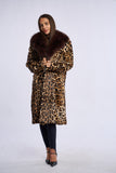 Haina de miel cu guler  de vulpe, imprimeu leopard
