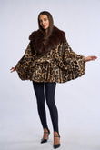 Haina de miel model fluture cu guler  de vulpe, imprimeu leopard