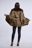 Haina de miel model fluture cu guler  de vulpe, imprimeu leopard