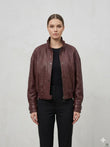 Geaca piele BT, model impletit , BORDO