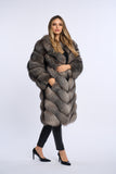 Haina din blana naturala de vulpe argintie, Zipper