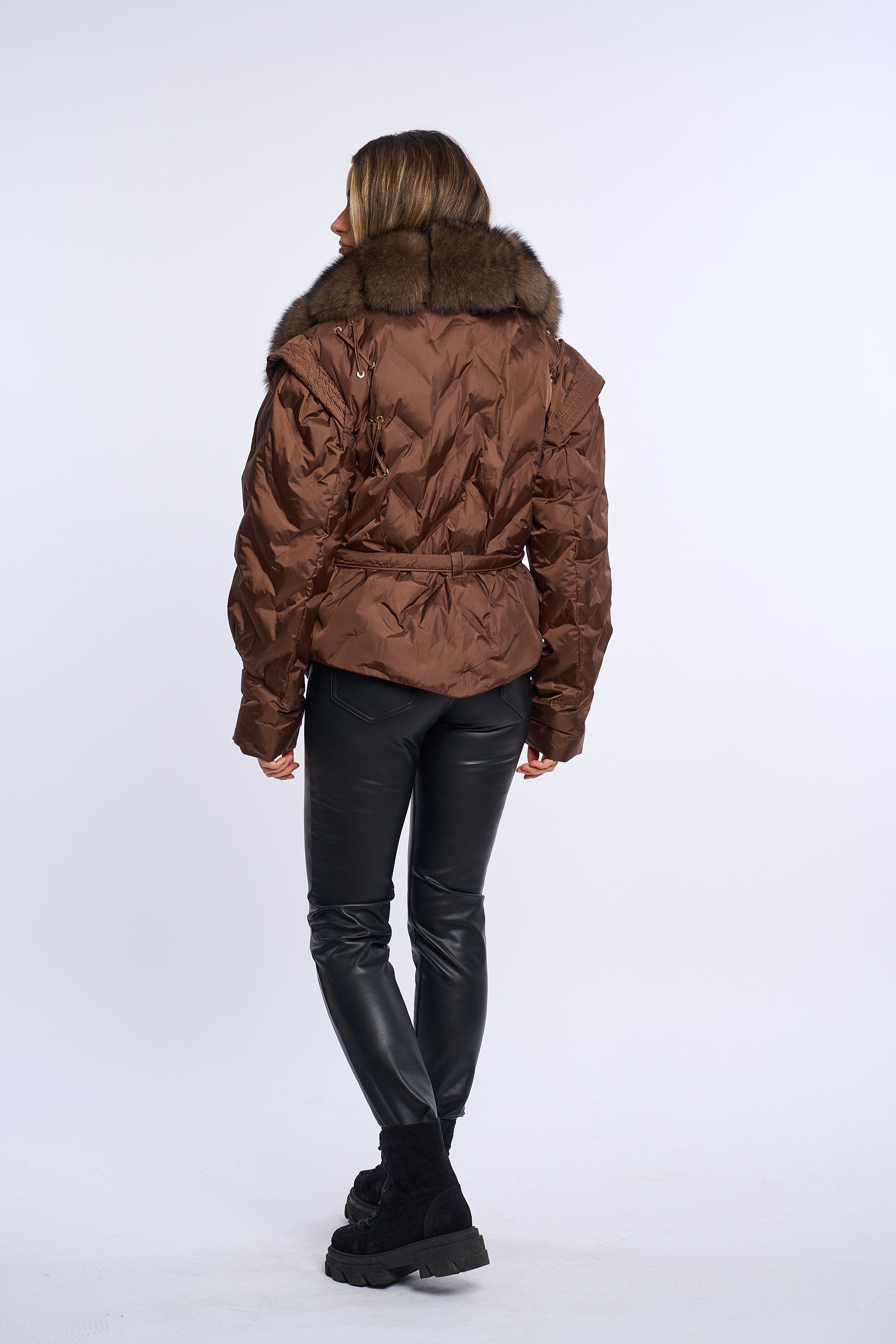 Geaca fas cu blana naturala Adnana, brown