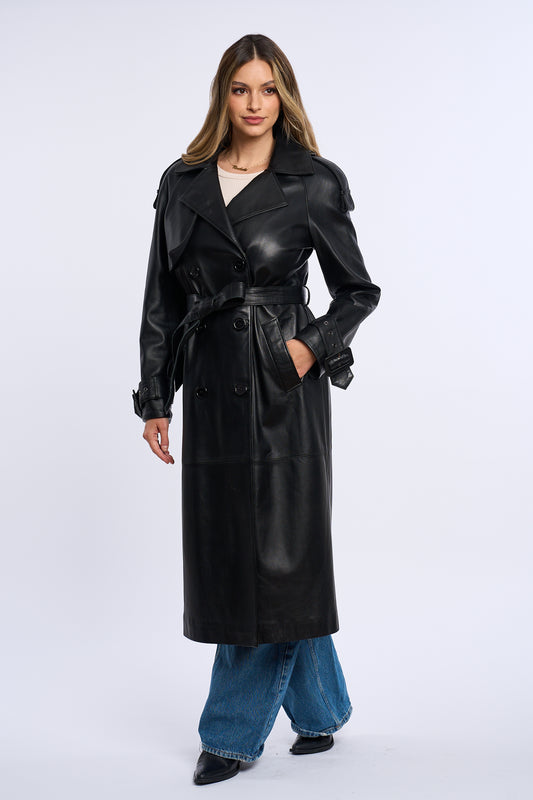 Geaca din piele, trench piele negru