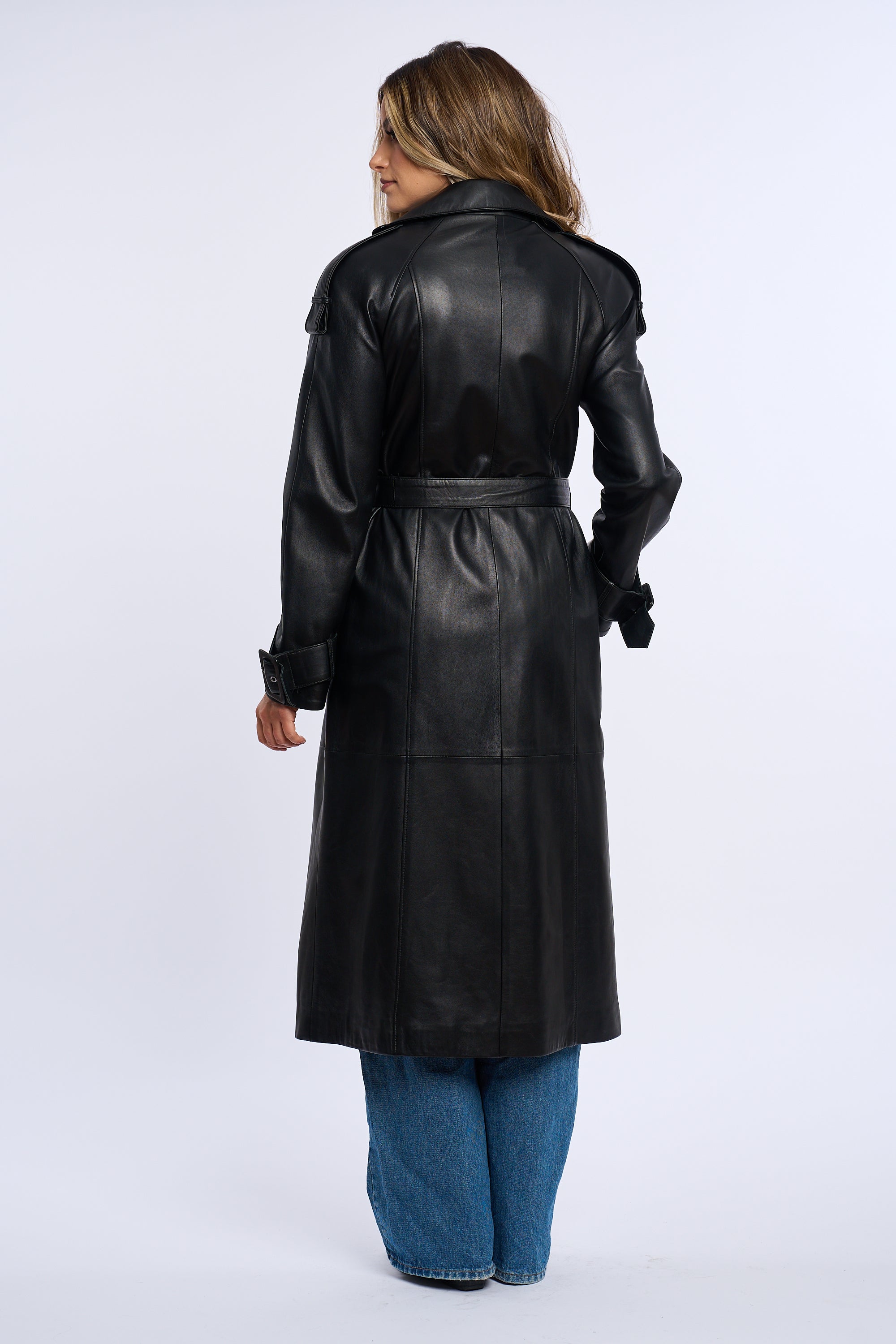 Geaca din piele, trench piele negru