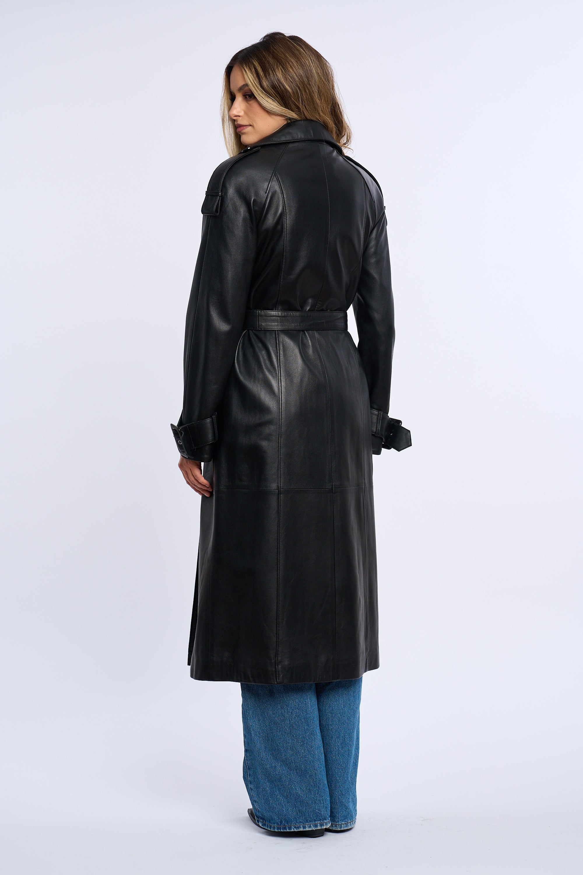 Geaca din piele, trench piele negru
