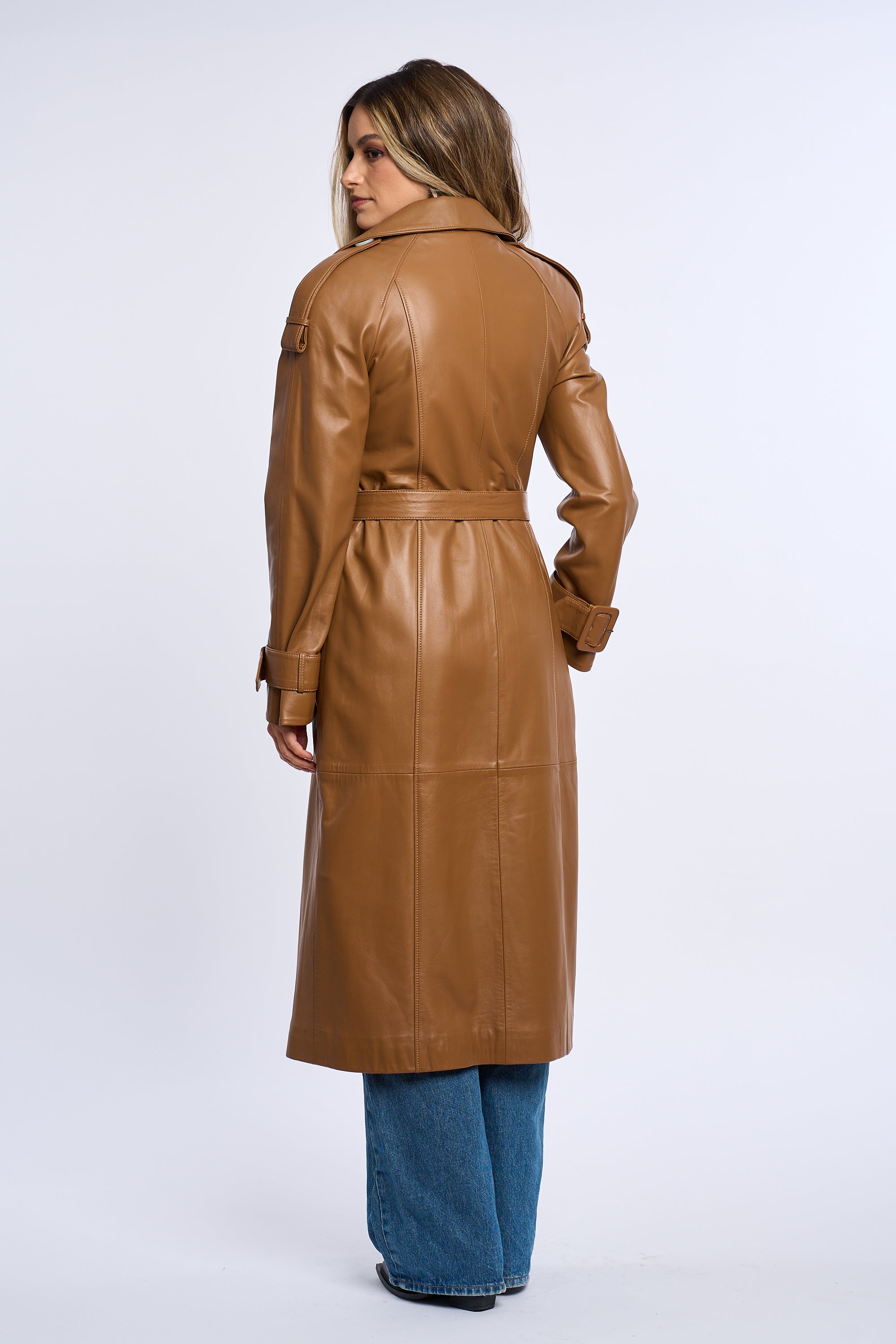 Geaca din piele, trench piele maro