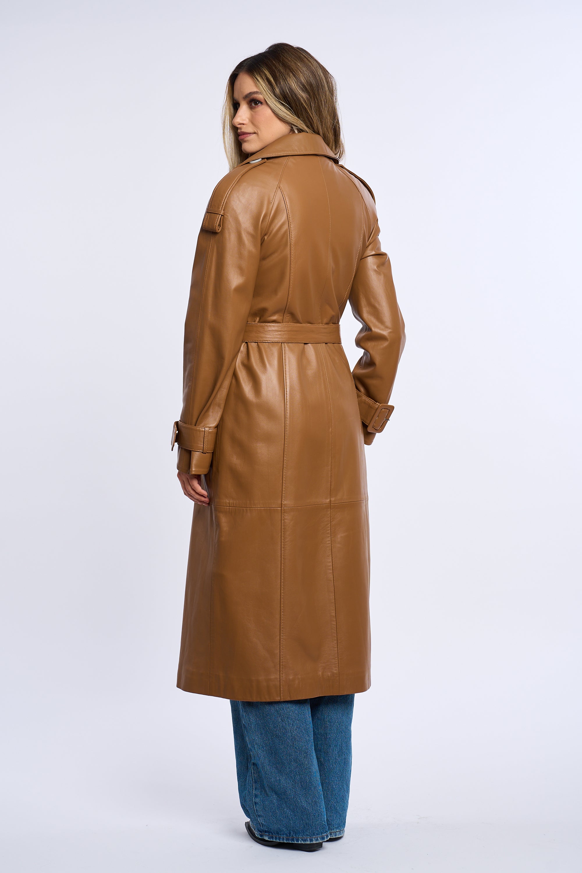 Geaca din piele, trench piele maro