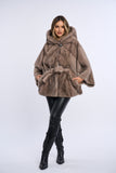 Haina blana naturala de vizon, stil fluture, model in V